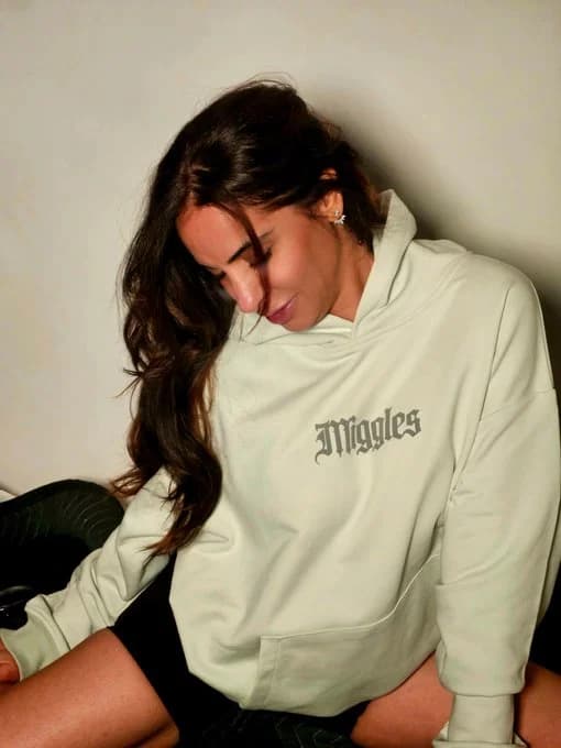 Miggles mint hoodie front view